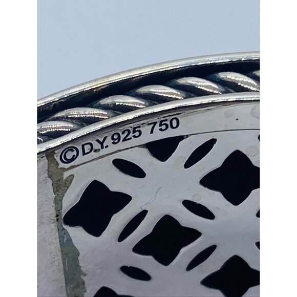 DAVID YURMAN SILVER 925 & 18K GOLD ALBION WHITE AGATE 25MM Wide - Picture 3 of 16